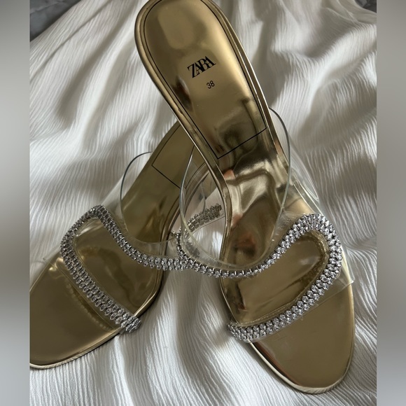 Zara Shoes - Zara Sparkly Heeled Vinyl Sandals
